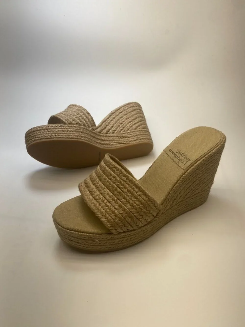 Jeffrey Campbell Womens Espadrille Tan Sunlit Wedge Sandal Sz 11